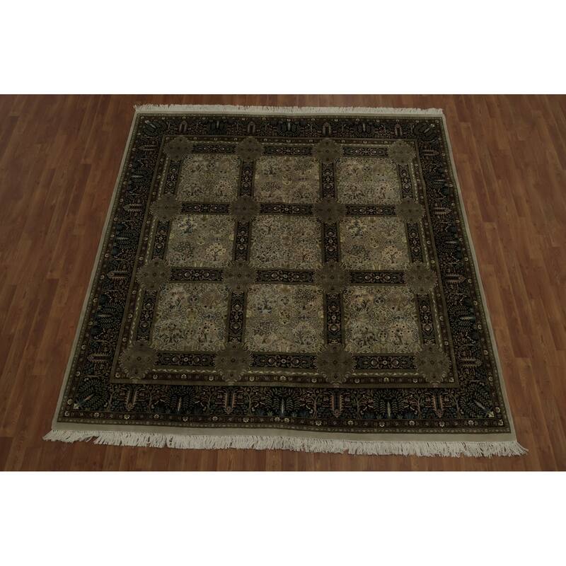 Hand Knotted Oriental 100% Wool Carpet Traditional Floral Beige & Ivories Tabriz Area Rug - 8' 5'' X 8' 1''