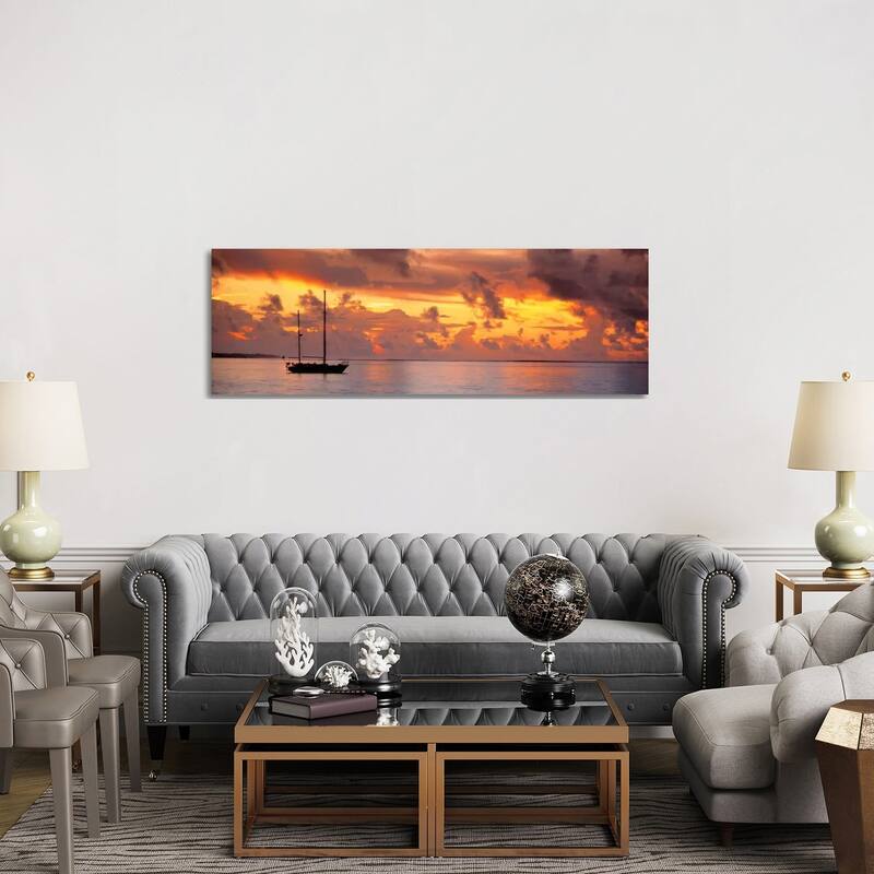 iCanvas "Boat at sunset " by Panoramic Images Canvas Print - 20x60x1.5