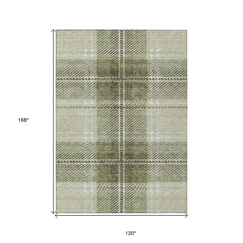 HomeRoots Plaid Transitional Rectangle Outdoor Rug