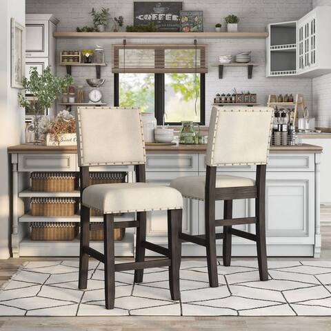 Furniture of America Tays Rustic Fabric Counter Chairs (Set of 2)