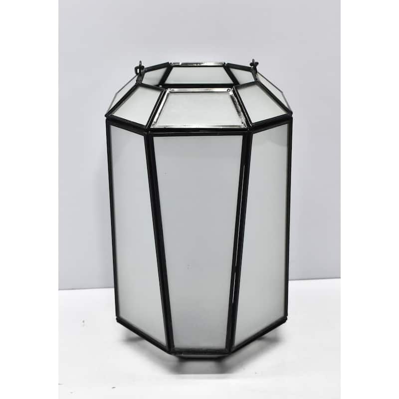 Oxidized Iron Candle Lantern - 10.75"