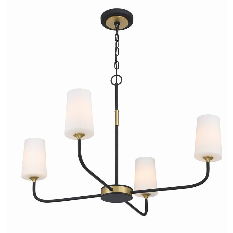 Niles 4 Light Black Forged & Modern Gold Chandelier - 34"W x 22.25"H