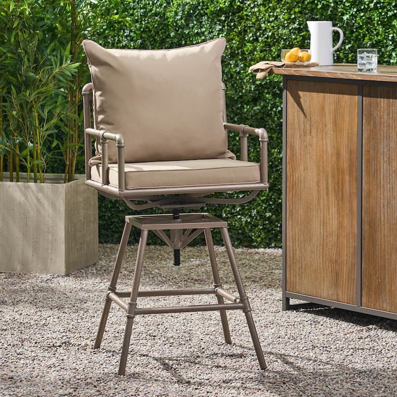 Ostweer Furniture Set of 2 Outdoor Patio Adjustable Swivel Bar Stool - Copper