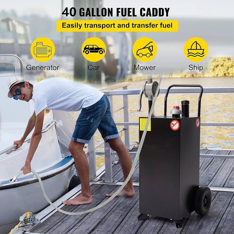40 Gallon Gas Caddy with Pump Gasoline Tank Fuel Storage