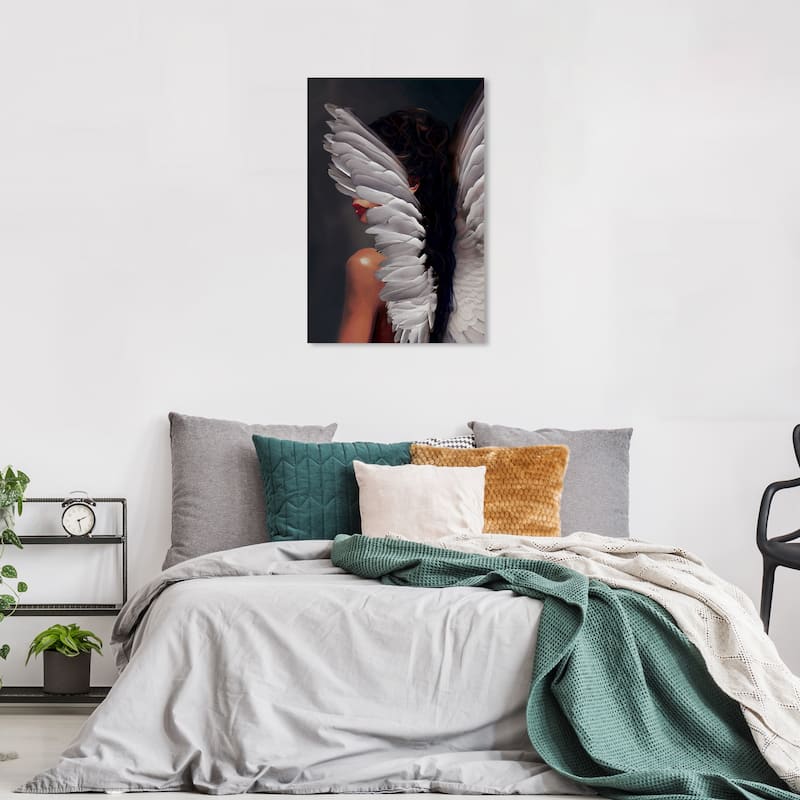 Wynwood Studio Fashion and Glam Angel of Her Gray and Light Gray Traditional Wall Art Canvas Print - 36 x 24