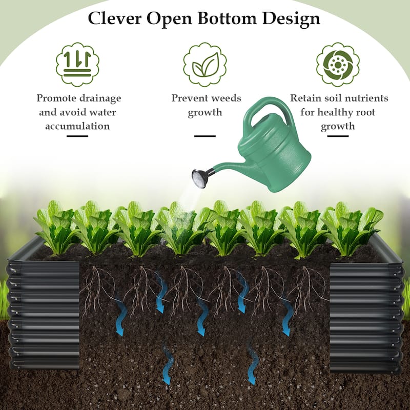 Costway 2 PCS Galvanized Raised Garden Bed Outdoor Planter Box - See Details