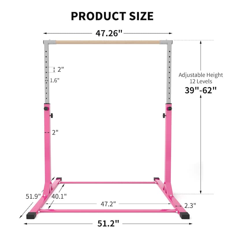 ZENOVA Gymnastics Bar for Kids Ages 3-15 For Home,Horizontal Bar And Gymnastic Training Equipment