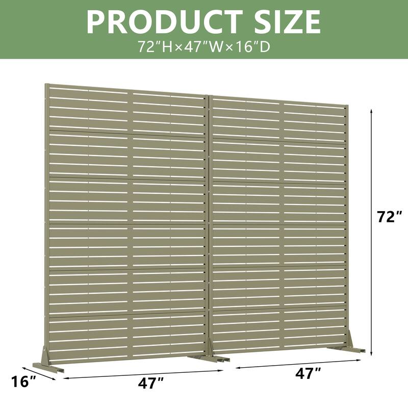 Outdoor Privacy Screen with Stand for Patio Garden Metal Fence Set of 2