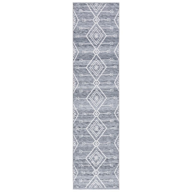 SAFAVIEH Kilim Nyla Moroccan Diamond Rug - 2'3" x 9' Runner - Grey/Ivory