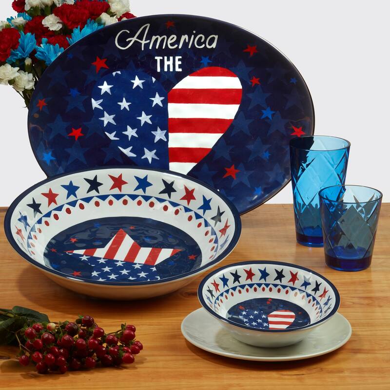 Certified International Stars & Stripes 2-Piece Melamine Platter Set