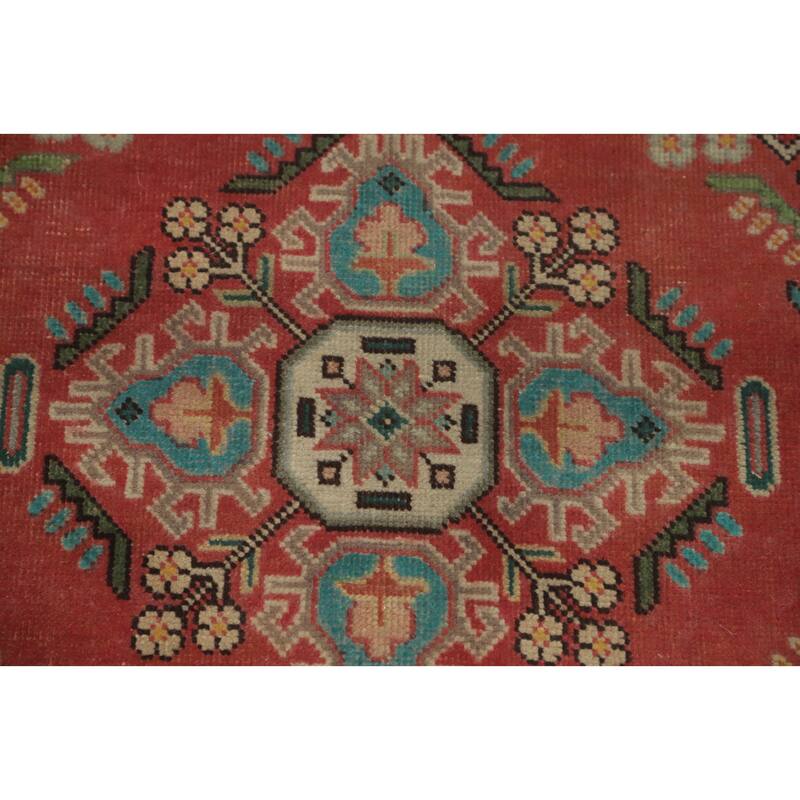 Hand Knotted Oriental 100% Wool Carpet Traditional Geometric Oranges & Rust Tabriz Runner Rug - 16' 2'' X 3' 1''