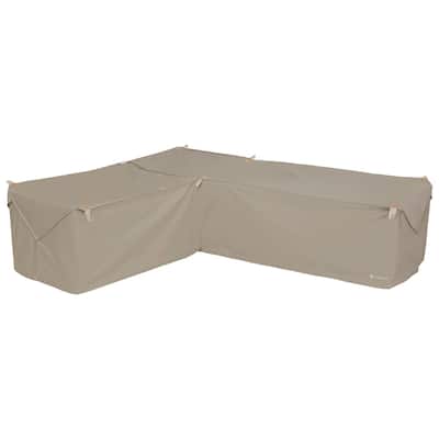 Storigami Water-Resistant 104 Inch Easy Fold Patio Left-Facing Sectional Lounge Set Cover, Monument Grey