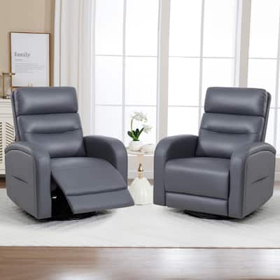 Aemeios Faux Leather Swivel Glider Rocker Manual Recliner Set of 2
