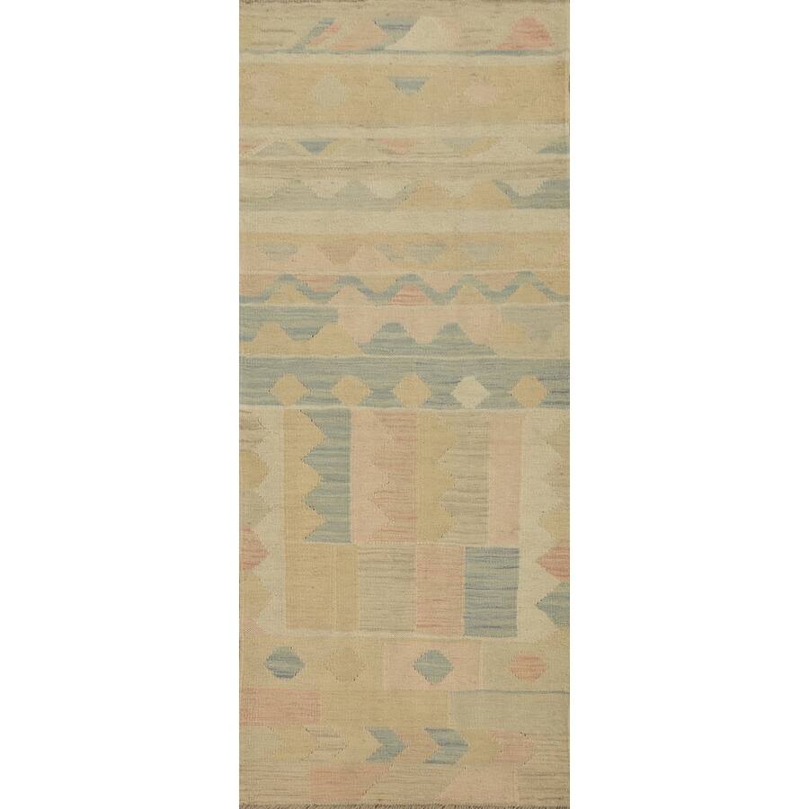 Hand Woven Oriental 100% Wool Carpet Southwestern Tribal Multi-Colored Kilim Runner Rug - 5' 10'' X 2' 0''