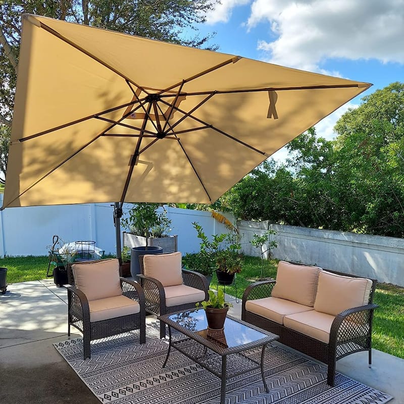 PURPLE LEAF 9 ft Square 360 Degree Rotation Patio Cantilever Umbrella