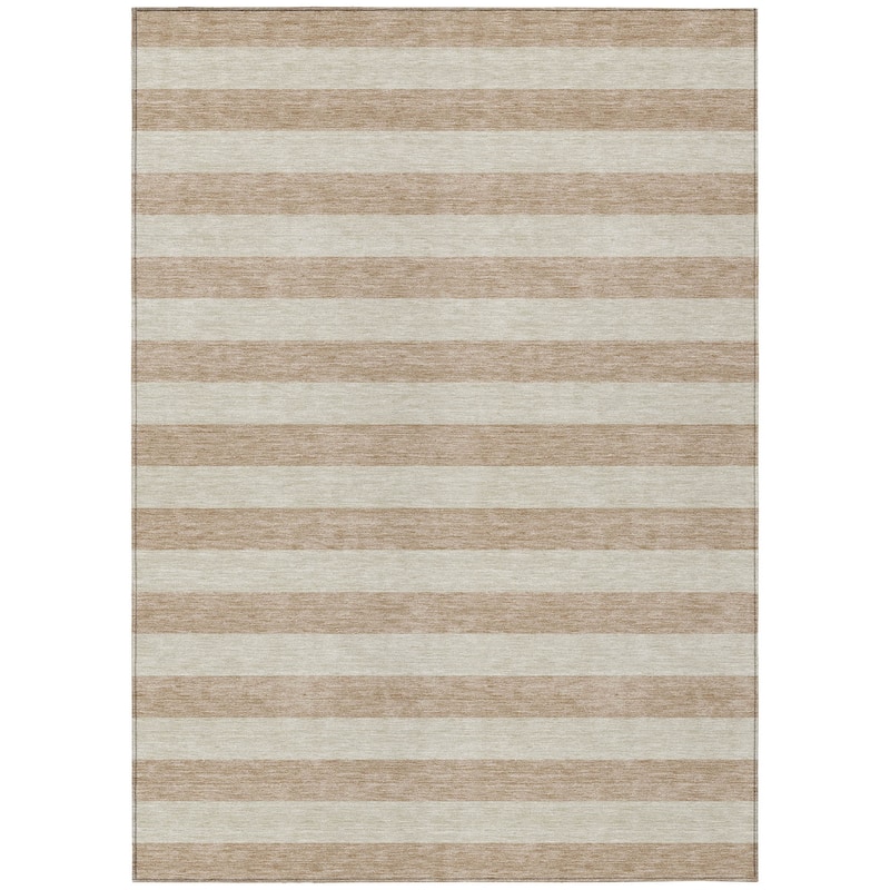 Machine Washable Indoor/ Outdoor Cabana Stripe Chantille Rug