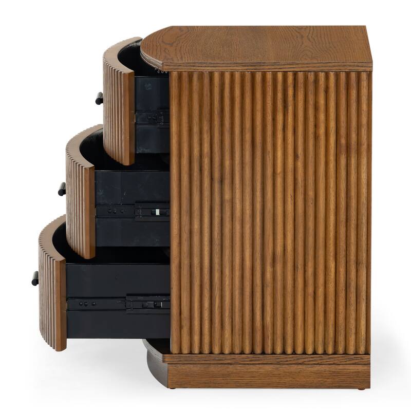 SAFAVIEH Couture Shelbie 3-Drawer Reeded Nightstand, Fully Assembled