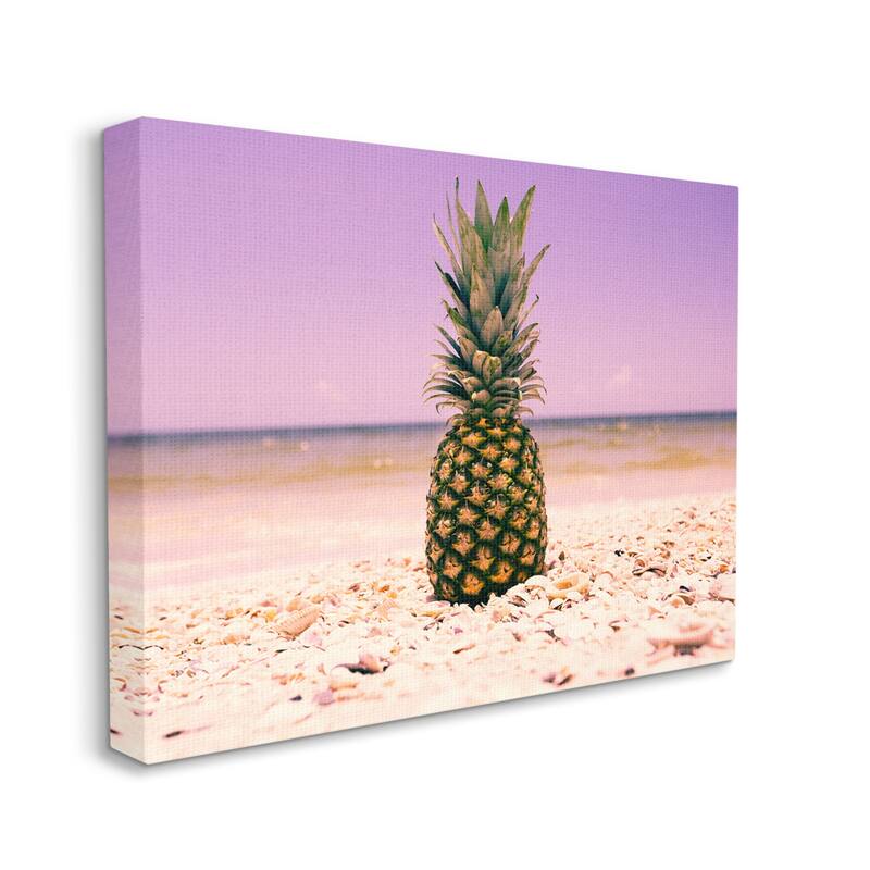 Stupell 'Pink Purple Pineapple Beach' Stretched Canvas Wall Art - 16 x 20