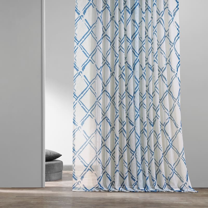 Exclusive Fabrics Normandy Printed Faux Linen Sheer Curtain (1 Panel)