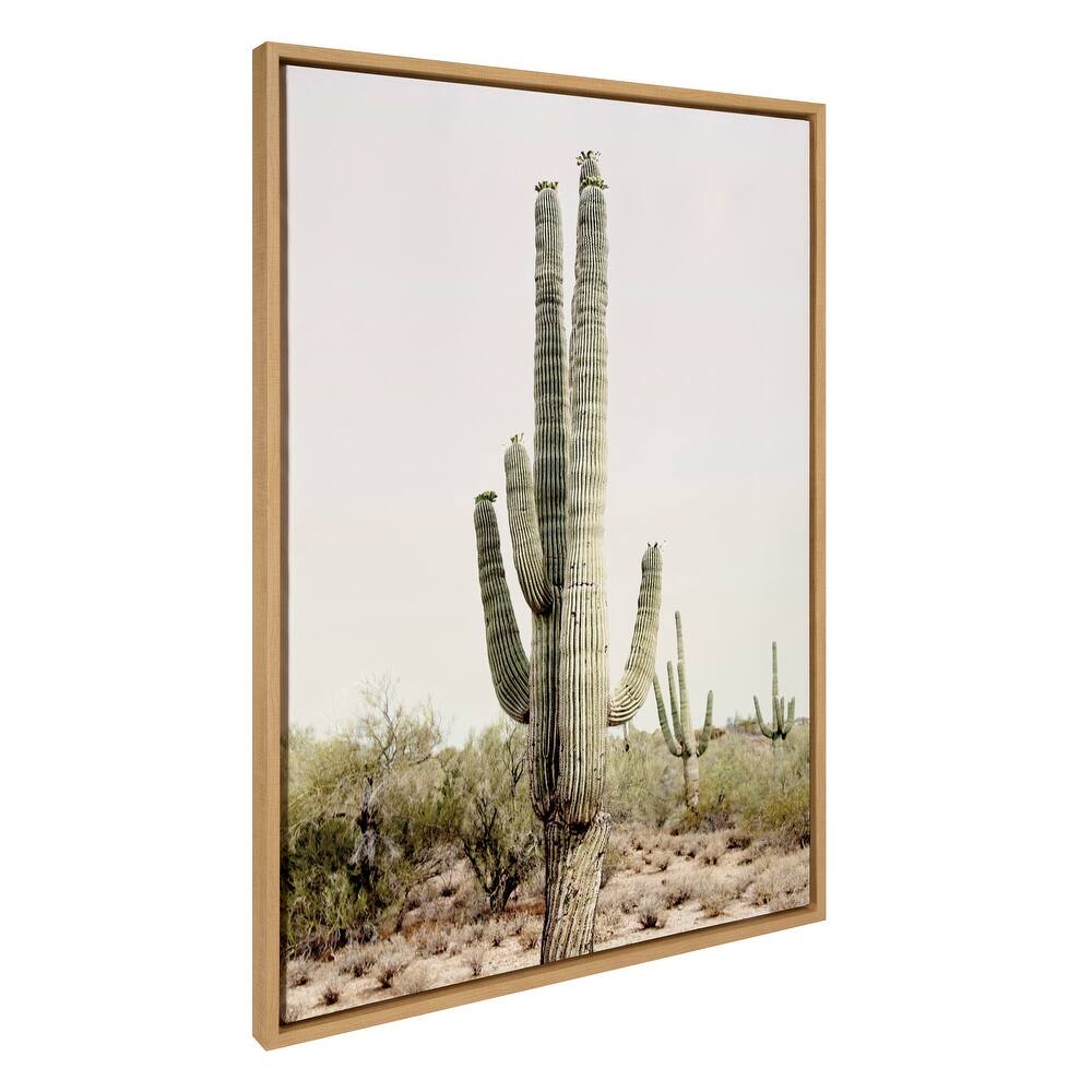 Kate and Laurel Sylvie Sunrise Cactus Framed Canvas by Amy Peterson
