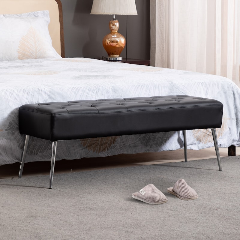 Modern 44" Length Button Tufted Bench