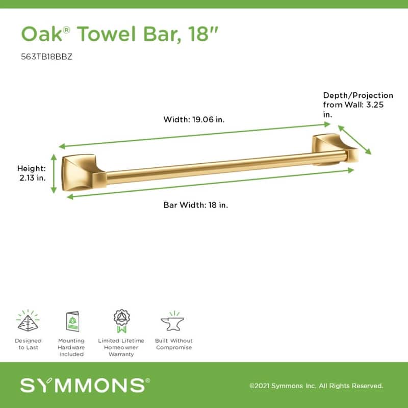 Symmons 563TB18 Oak 18" Towel Bar