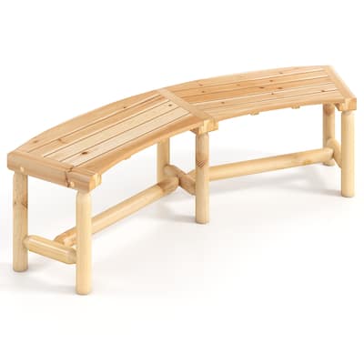 Gymax Patio Curved Bench for 2-3 People Outdoor Loveseat for Backyard