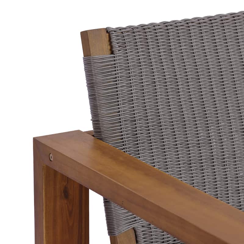 Christopher Knight Home - Set of 2 Outdoor Acacia Wood Club Chair with Wicker Backrests - Set of 2