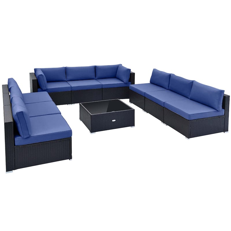 Costway 10 PCS Patio Rattan Furniture Set Outdoor Wicker Sofa Table - See Details