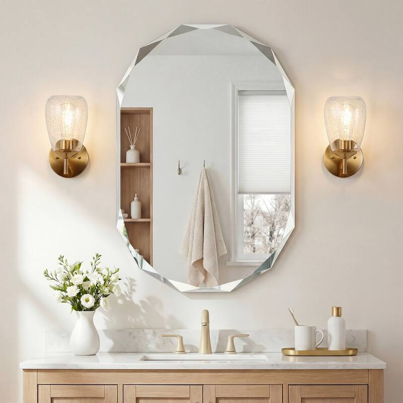 1-light Clear Glass Shade Wall Sconces For Bathroom, Living Room（set Of 2)