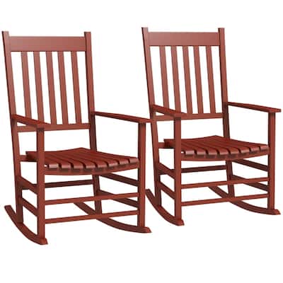 Poplar Wood Outdoor Rocking Chairs Set of 2 Patio Porch - 27.2" W x 33.9" D x 45.3" H