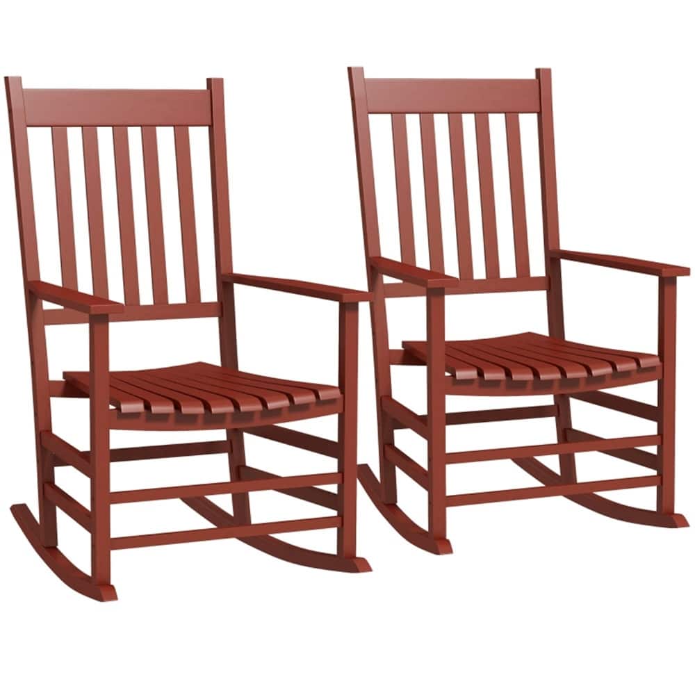 Poplar Wood Outdoor Rocking Chairs Set of 2 Patio Porch - 27.2" W x 33.9" D x 45.3" H