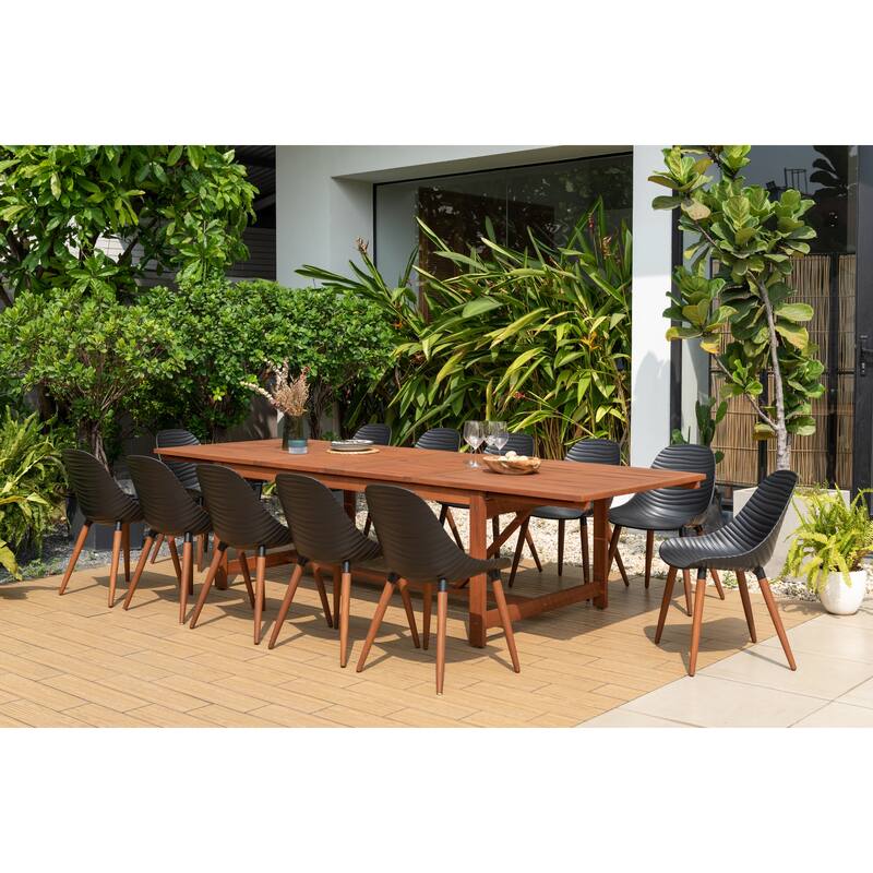 Amazonia 100% FSC Certified Wood Resser Outdoor Patio Dining Set - 13pc - Dark Wood