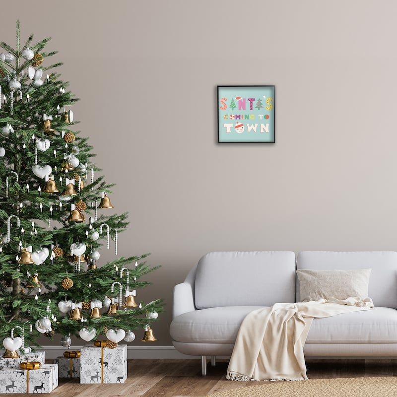 Stupell Whimsical Santa's Coming To Town Framed Giclee Art Design By Sazerelli Designs