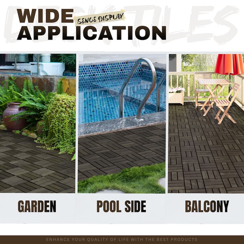1 ft. x 1 ft. Acacia Wood Outdoor Patio Interlocking Deck Tiles-10 PCS
