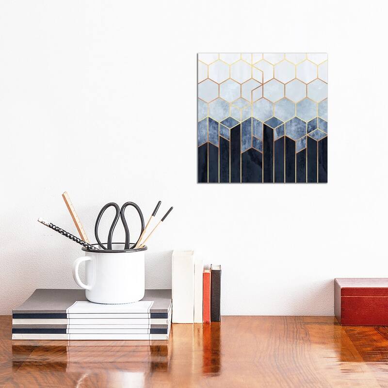iCanvas 'Soft Blue Hexagons' by Elisabeth Fredriksson Canvas Print - 12x12x0.75