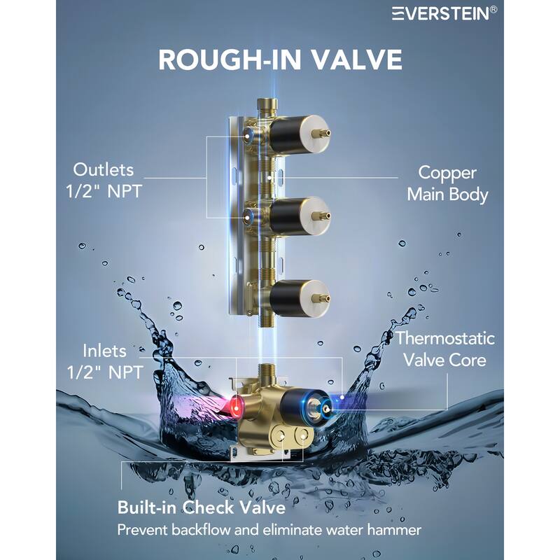 Shower Faucet System 16" Ceiling Mount Shower Head 3 Spray Modes Body Jets Handheld Spray with Slide Bar LED Music