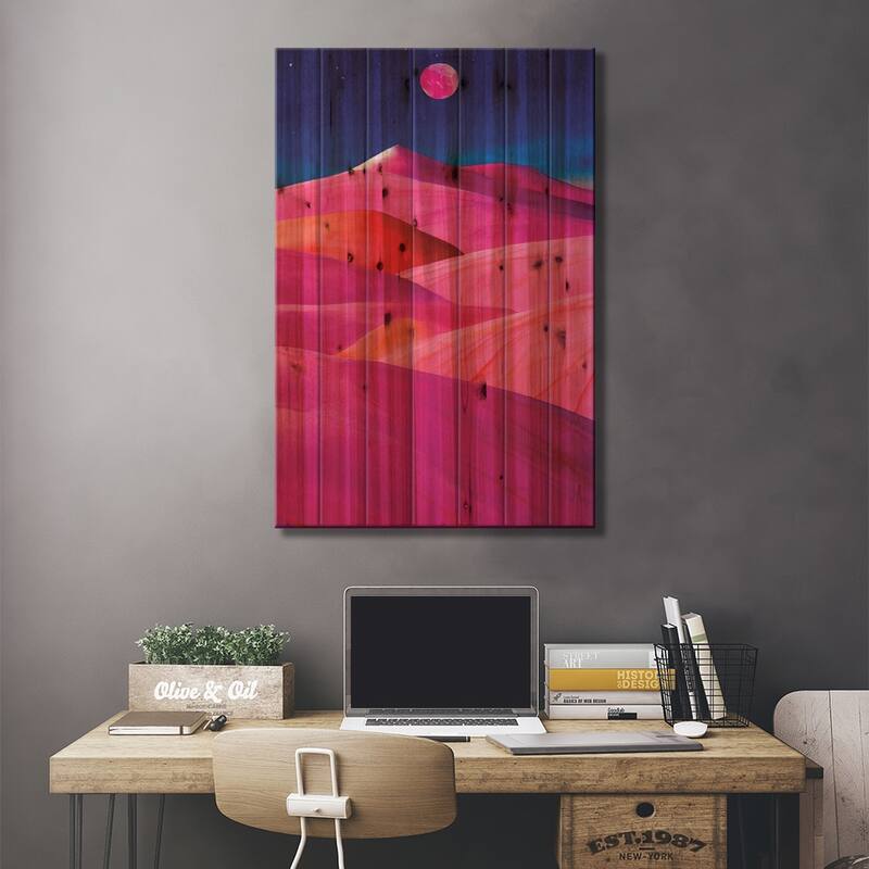 Pink Desert II Print On Wood by Mike Kiev - Multi-Color