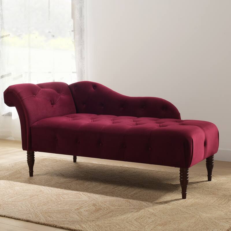 Carson Carrington Hockerum Velvet Right Arm Facing Tufted Chaise Lounge - Burgundy Velvet