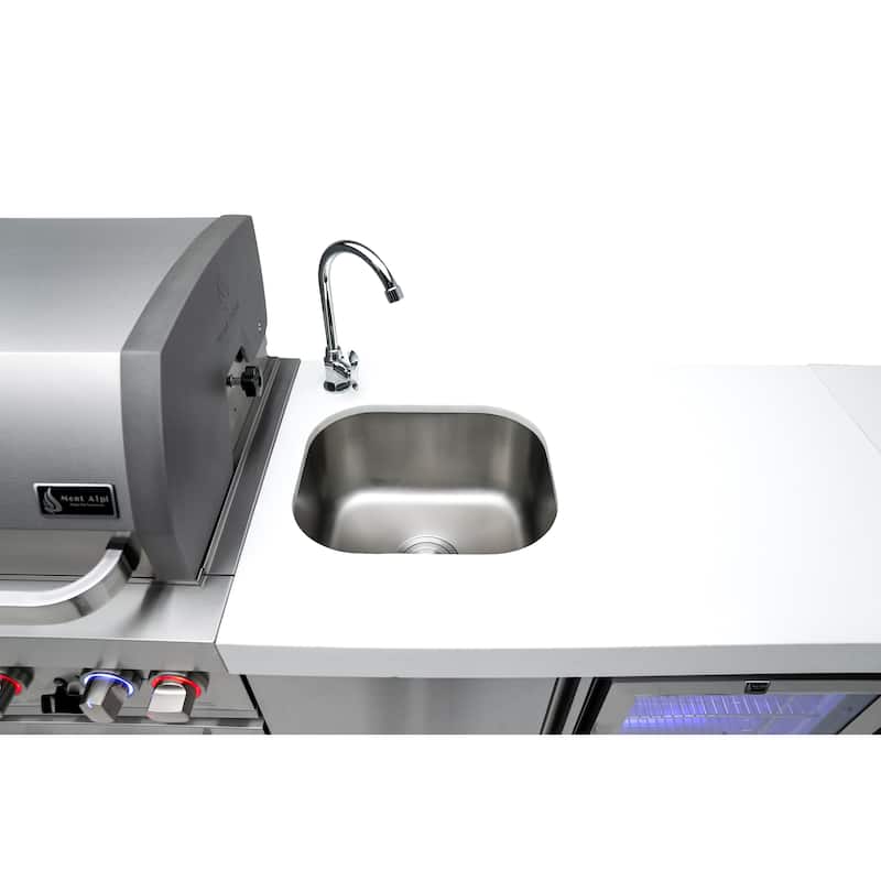Mont Alpi MAi805-BEV 44-inch 6-Burner 115000 BTU Stainless Steel Outdoor Kitchen Gas Barbecue Island Grill with Beverage Center