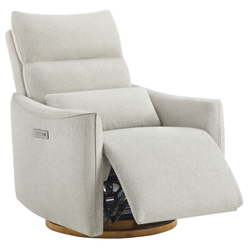 Spruce & Spring Power Swivel Recliner Chair Dual-Motor Nursery Glider with Lumber Pillow - Dove Grey