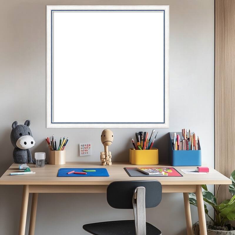 Amanti Art Morgan White Blue Framed Dry Erase Magnetic Board