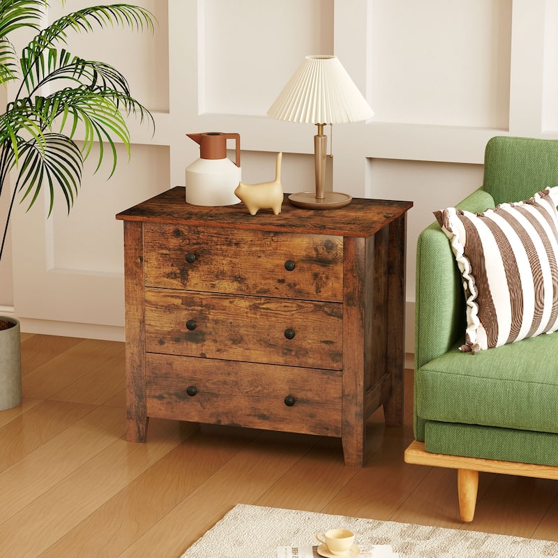 Gymax 3-Drawer Dresser 28.5'' Wide Chest of Drawers Modern Large