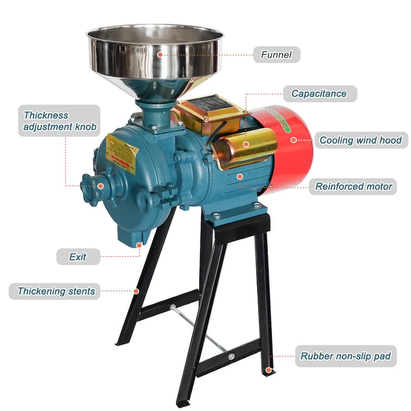 DoCred Electric Grain Mill, Commercial Mill with Hopper