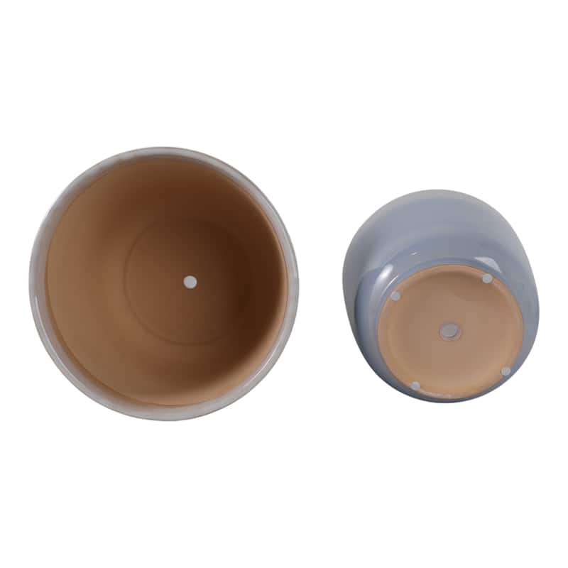 Ceramic Stone Planter Pots with Drainage Holes and Glossy Glazed Finish