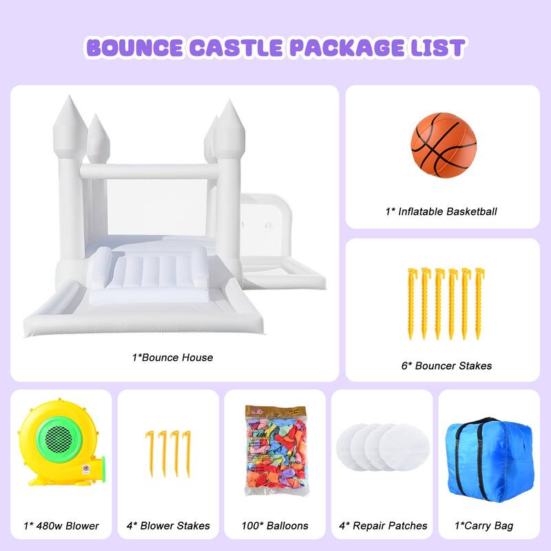 13x12.3x8.3ft Inflatable Bounce House with Blower, Slide, Ball Pit, Basketball Hoop for big kids - 13 x 12.3 x 8.3 ft