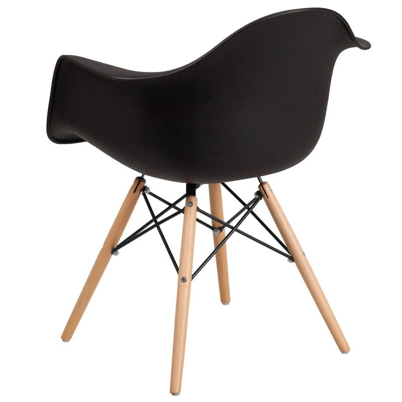 Plastic Chair with Arms and Wooden Legs