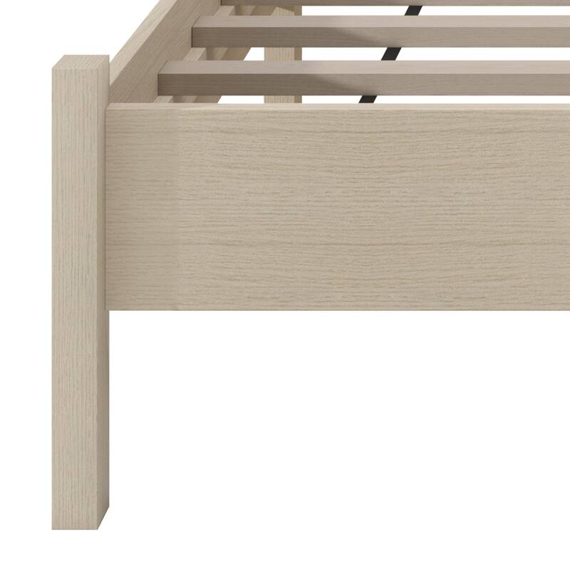 Clayfell Branford Solid Wood Platform Bed Frame with Panel Headboard and Full Slat Support