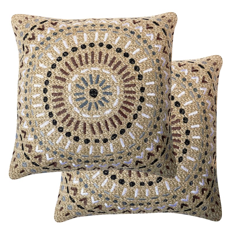 Outdoor Square Toss Pillow (2-Pack) - Raffia Medallion Slate