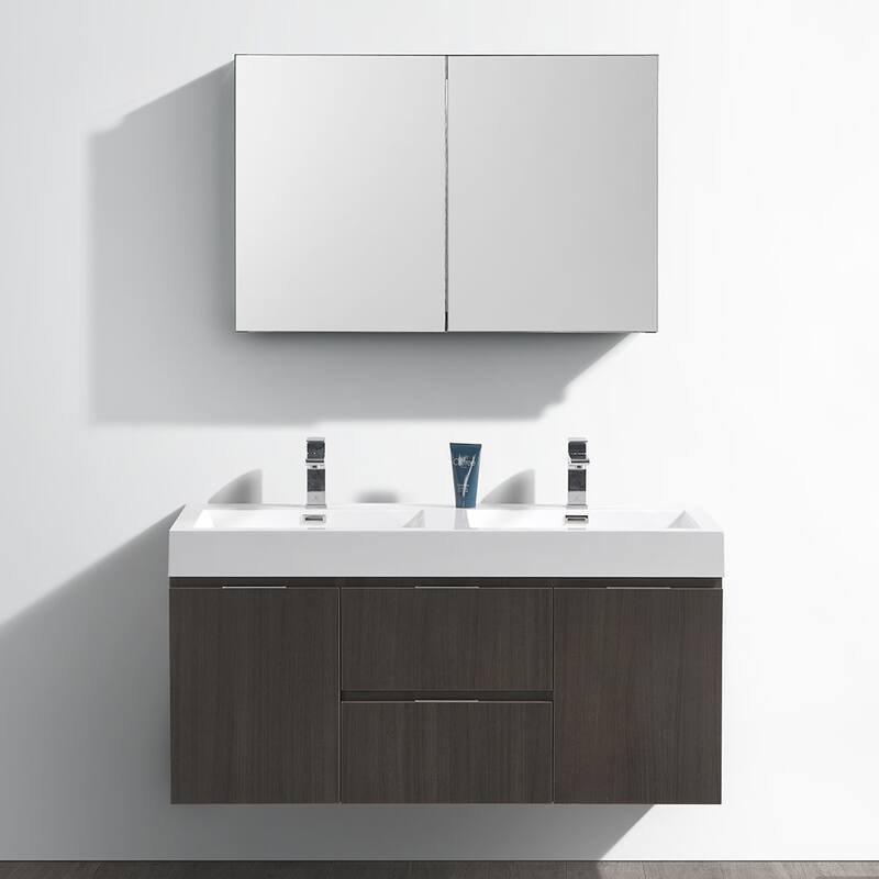 Fresca Senza 48" Wall Mounted / Floating Double Vanity Set with Wood